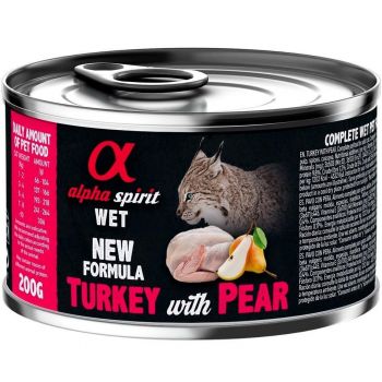 Вологий корм для дорослих котів Alpha Spirit Turkey with Pear з індичкою та грушами 6х200г | Фото 1
