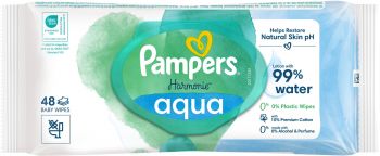 Серветки вологі дитячі Pampers Harmonie Aqua 48шт | Фото 3