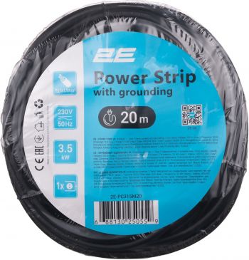 Мережевий подовжувач 2E 1хSchuko, 3G*1.5мм, 20м, black (2E-PC315M20) Мережевий подовжувач 2E 1хSchuko, 3G*1.5мм, 20м, black (2E-PC315M20) | Фото 4