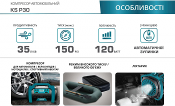 Компресор повітряний Konner&Sohnen KS P30, 12В, 120Вт, 150psi, 35л/хв, 1.8кг (KSP30) Компресор повітряний Konner&Sohnen KS P30, 12В, 120Вт, 150psi, 35л/хв, 1.8кг (KSP30) | Фото 4