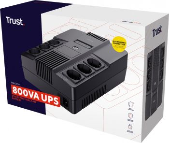 Купить источник бесперебойного питания (ИБП) ДБЖ TRUST Maxxon 800VA UPS with 6 standard wall power outlets BLACK (23326) | Фото 5