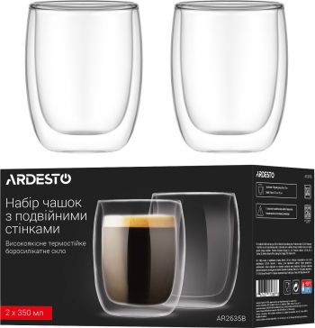 Набір чашок з подвійними стінками ARDESTO, 350мл, 2шт (AR2635B) | Фото 3