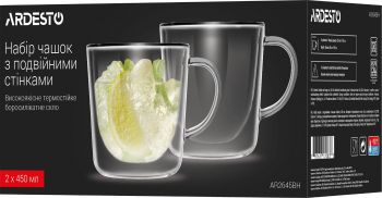 Набір чашок з ручками та подвійними стінками Ardesto, 450мл, 2шт (AR2645BH) | Фото 4