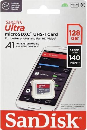 Карта пам'яті SANDISK microSD 128GB C10 UHS-I R140MB/s Ultra (SDSQUAB-128G-GN6MN) | Фото 4