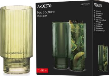 Набір стаканів високих ARDESTO, 380мл, 2шт, зелений (AR2638SGR) | Фото 3