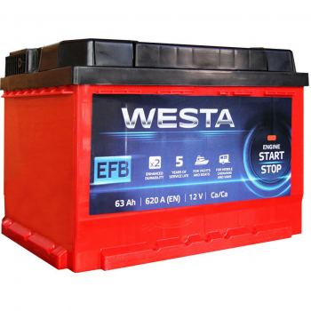 Автомобільний акумулятор Westa 6CT-63 А (0) Red EFB (4822023630622) | Фото 1