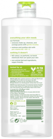 Міцелярна вода Simple Micellar Water Vitamin B3+C 400 мл (8710908371509) | Фото 2