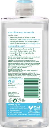 Міцелярна вода Simple Micellar Cleansing Water Pentavitin&Prebiotic 400 мл (8710908711619) Міцелярна вода Simple Micellar Cleansing Water Pentavitin&Prebiotic 400 мл (8710908711619) | Фото 2