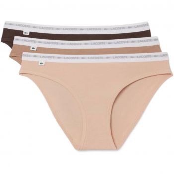 Жіночі труси-сліпи Lacoste 8F1338I87 S 3 шт. нюдові/бежеві/коричневі (8F1338I87TS) | Фото 1