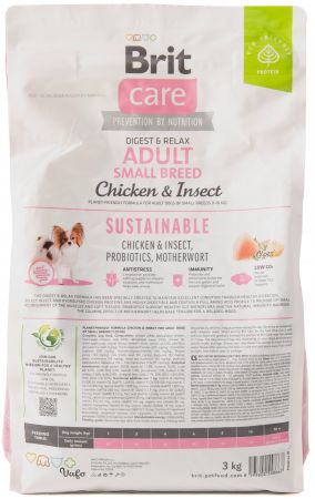 Корм для собак малих порід Brit Care Dog Sustainable Adult Small Breed з куркою та комахами 3кг | Фото 6