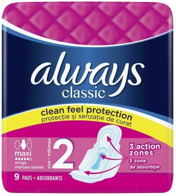 Прокладки гігієнічні ALWAYS Classic Maxi 9 шт (4015400259459) | Фото 2