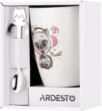 Купить чашку, кружку Чашка з ложкою ARDESTO Music, 320 мл, білий (AR3041BS) | Фото 7