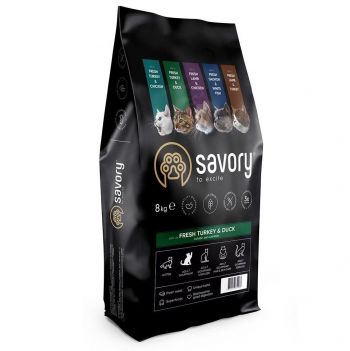 Сухий корм для кішок Savory зі свіжим м'ясом індички та качкою 8 кг (4820232630068) | Фото 1