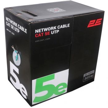 Кабель 2E CAT 5e, U-UTP, 305м, AWG 24/1, LSZH, зелений (2E-CBL5EUTP-LSZH-GRN) | Фото 1