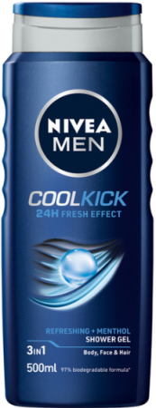 Купить гель и скраб для тела Гель для душу Nivea Men Екстремальна свіжість 2в1 Для тіла та волосся з ментолом 500мл (4006000010120) | Фото 1
