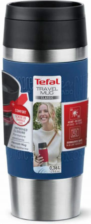 Термочашка TEFAL Travel Mug Classic, 360мл, синій (N2020310) | Фото 3