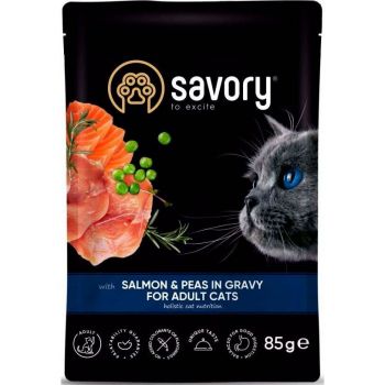 Вологий корм Savory для стерилізованих кішок лосось з горошком у соусі  85 г(4820261920116) | Фото 1