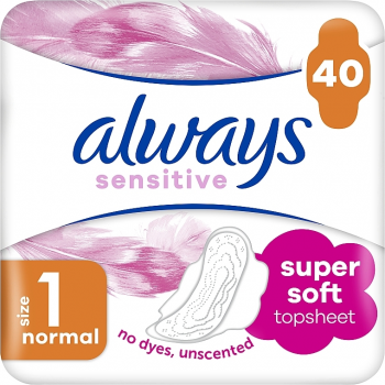 Гігієнічні прокладки ALWAYS Sensitive Normal Plus Quatro Розмір 1 40 шт (4015400343073) | Фото 1