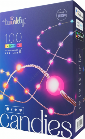 Smart LED Гірлянда Twinkly Strings USB 100 Pearl-shaped RGB LEDs, Green Wire, USB-C (TWKP100RGB-G) | Фото 3