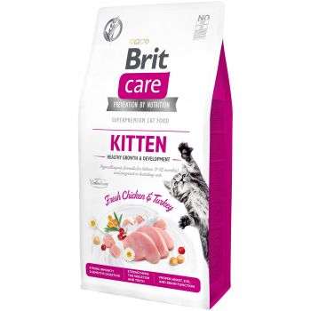 Сухий корм для кошенят Brit Care Cat GF Kitten Growth & Developmen з куркою та індичкою, 7кг (8595602540662) | Фото 1