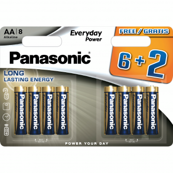 Батарейка PANASONIC EVERYDAY POWER AA BLI 8 (6+2) ALKALINE (LR6REE/8B2F) | Фото 1