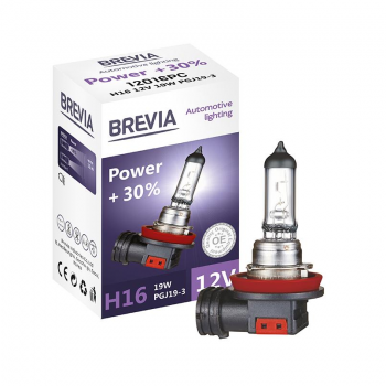 Лампа Brevia галогенова H16 12V 19W PGJ19-3 Power +30% CP (12016PC) | Фото 1