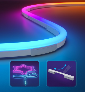 Стрічка світлодіодна розумна Govee H61D3 Neon Rope Light 2, 3м, RGBIC, WI-FI/Bluetooth, Білий Стрічка світлодіодна розумна Govee H61D3 Neon Rope Light 2, 3м, RGBIC, WI-FI/Bluetooth, Білий | Фото 3