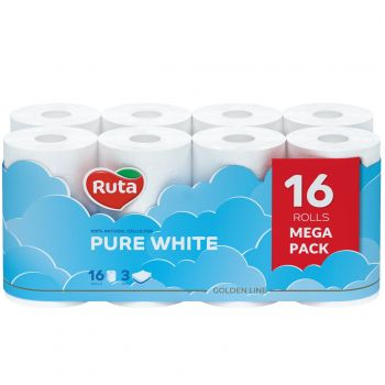 Папір туалетний Ruta Pure White 3 шари, 16 шт (4820023748538) Папір туалетний Ruta Pure White 3 шари, 16 шт (4820023748538) | Фото 1