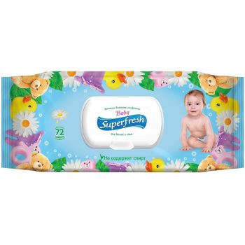 Купить влажные салфетки Серветки вологі Superfresh Baby chamomile 72 шт (4820048488044) | Фото 1