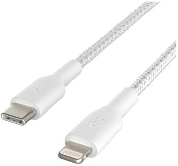 Кабель зарядки/синхронізації BELKIN USB-С > Lightning, 2м, плетений, White (CAA004BT2MWH) | Фото 5