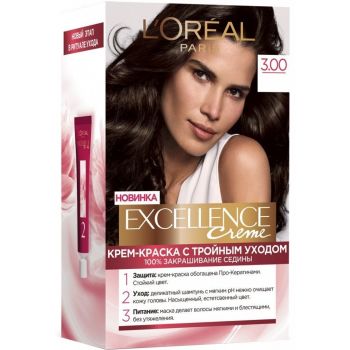 Стійка крем-фарба для волосся L'Oreal Paris Excellence Creme 3.00 Темно-каштановий (3600524094065) | Фото 1