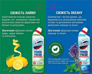 Засіб для чітського унітазу Domestos Aroma Power Свіжість океану 700мл (8720182431240) | Фото 3
