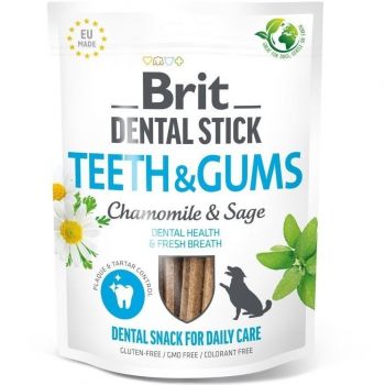 Ласощі для собак Brit Dental Stick для зубів та ясен з ромашкою та шавлією 7 шт 251г (8595602564354) | Фото 1
