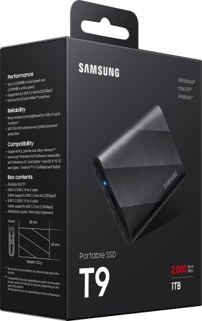 Портативний SSD SAMSUNG 2TB USB 3.2 Gen 2 Type-C T9 Black (MU-PG2T0B/EU) | Фото 8