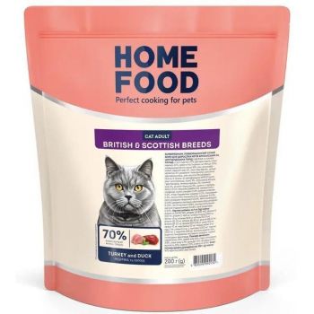 Сухий корм для дорослих котів британських та шотландських порід HOME FOOD Індичка та качка 200г (4820290090132) | Фото 1