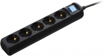 Мережевий подовжувач 2Е 5XSchuko з вимикачем 3G*1.5мм 1.5м black (2E-U05ES15M1.5BK) | Фото 2