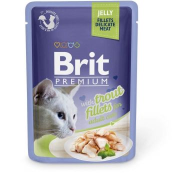 Вологий корм для котів Brit Premium pouch 85г філе форелі в желе (8595602518494) | Фото 1