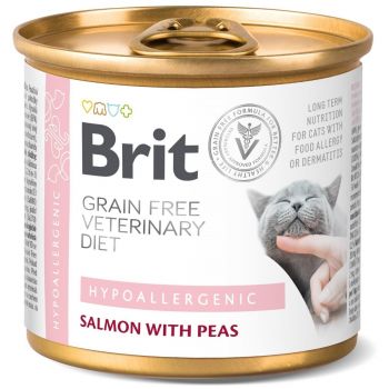 Консерва для котів Brit GF Veterinary Diet з лососем та горохом 200г (8595602549825) | Фото 1