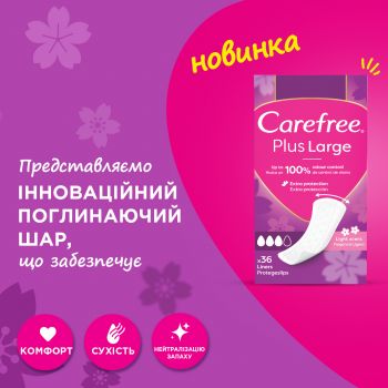 Щоденні гігієнічні прокладки CAREFREE Plus Large (3574661487540) | Фото 7
