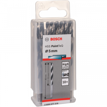 Свердло по металу BOSCH HSS-PointTeQ, 5х52х86мм, 10шт (2.608.577.218) | Фото 1
