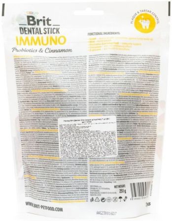 Ласощі для собак Brit Dental Stick Імуно для імунітету пробіотики з корицею 251г(8595602564378) | Фото 3