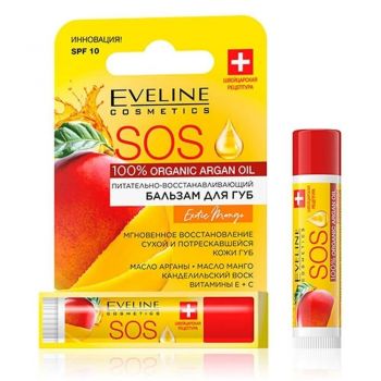 Eveline Cosmetics Поживний бальзам для губ – exotic mango серії sos 100% organic argan oil Eveline Cosmetics Поживний бальзам для губ – exotic mango серії sos 100% organic argan oil | Фото 1