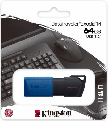 Купить USB флеш память KINGSTON 64GB USB 3.2 Gen1 DT Exodia Black Blue (DTXM/64GB) | Фото 3