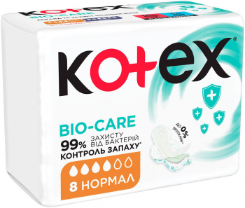 Гігієнічні прокладки Kotex Bio-Care Normal 8шт (5029053590905) Купить средство женской гигиены Гігієнічні прокладки Kotex Bio-Care Normal 8шт (5029053590905) | Фото 4