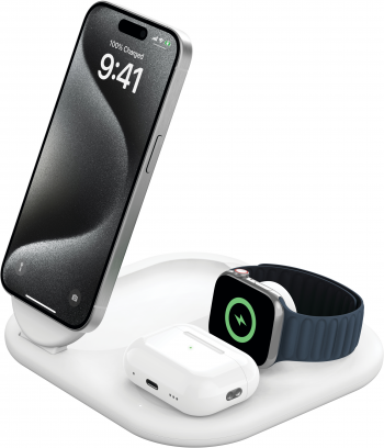 Бездротовий зарядний пристрій BELKIN 3в1 Magnetic Foldable iPhone/Watch/AirPods Qi2 15W, White Бездротовий зарядний пристрій BELKIN 3в1 Magnetic Foldable iPhone/Watch/AirPods Qi2 15W, White | Фото 15