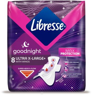 Прокладки гігієнічні LIBRESSE Ultra Goodnight extra wings 8 шт. (7322540918281) | Фото 2