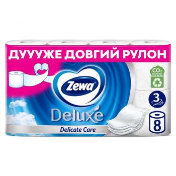 Туалетний папір ZEWA Deluxe Delicate Care, білий, 8 шт (7322541171739) | Фото 2