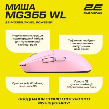 Ігрова миша 2E Gaming MG355 WL Pink (2E-MG355UPK-WL) Ігрова миша 2E Gaming MG355 WL Pink (2E-MG355UPK-WL) | Фото 4