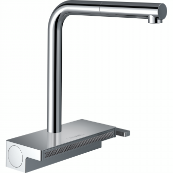 Змішувач Hansgrohe Aquno Select M81 для кухонної мийки, 210мм, поворотний, висувний, хром (73836000) | Фото 1