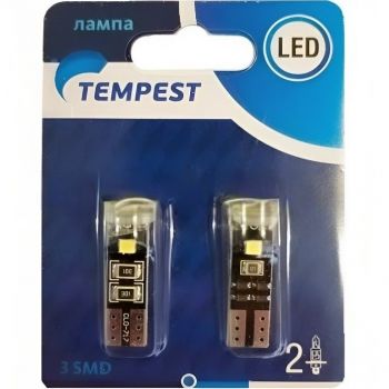 Лампа Tempest LED габарит б/ц, T10 2SMD W5W 12V White 2шт (49051134073) | Фото 1